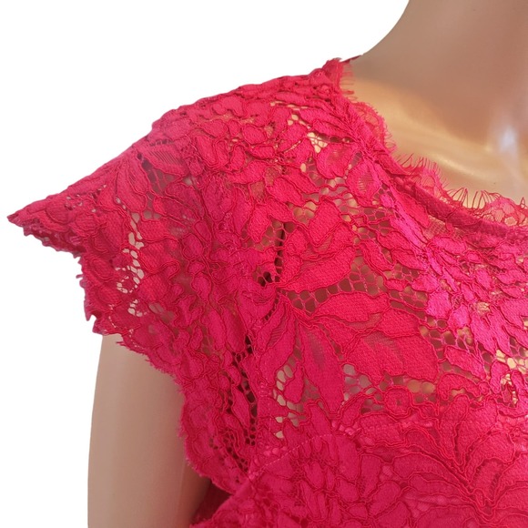 Miusol Size L Raspberry Pink Lace Zip up Sheath Dress TINY FLAW (marked 1X) - Picture 2 of 13